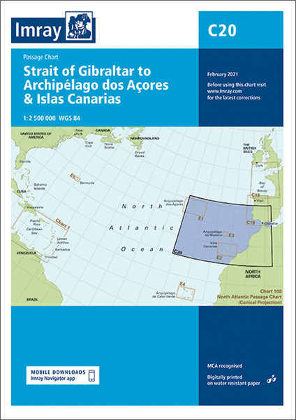 Strait of Gibraltar to Archipélago dos Açores & Islas Canarias Passage Chart